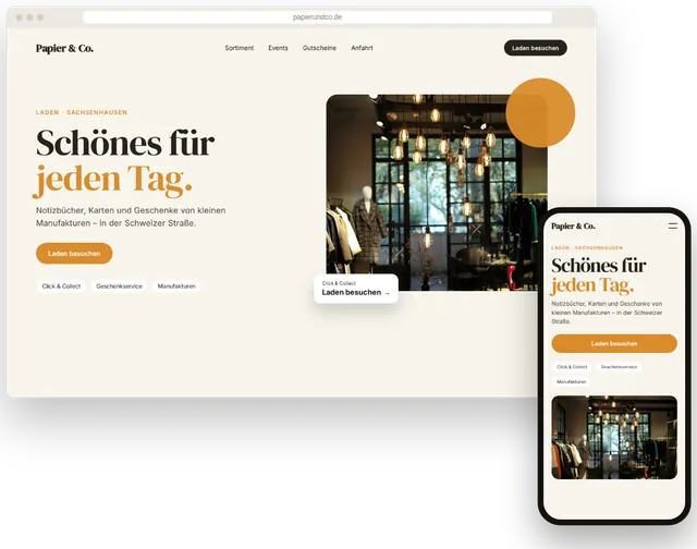 Beispiel-Website für einen inhabergeführten Laden