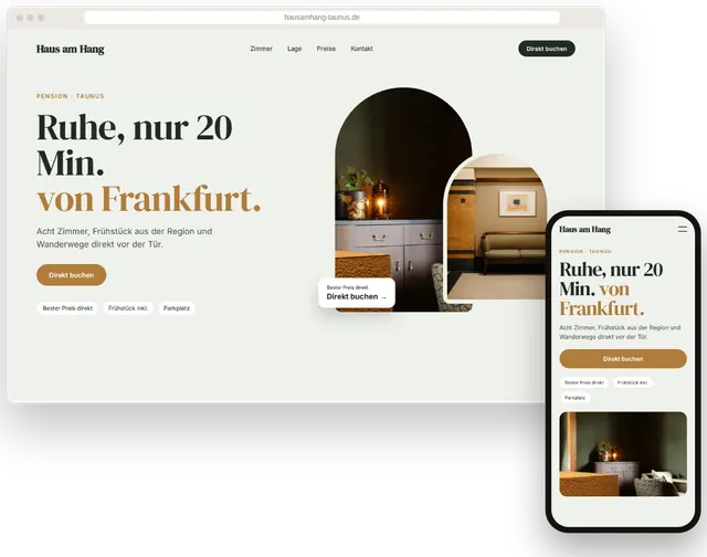 Beispiel-Website für eine Pension mit Direktbuchung