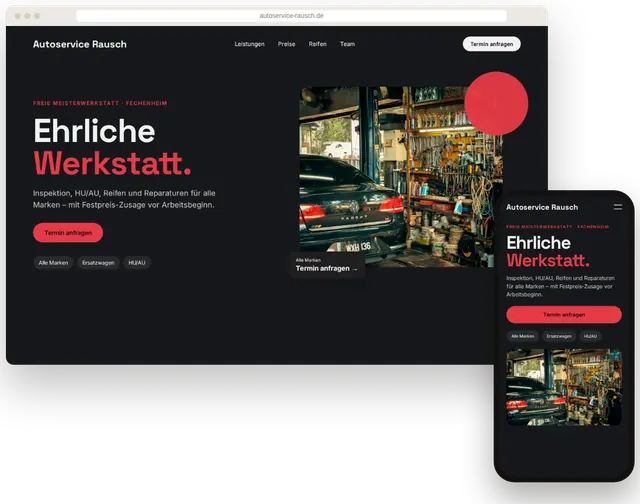 Beispiel-Website für eine Kfz-Werkstatt mit Online-Terminanfrage