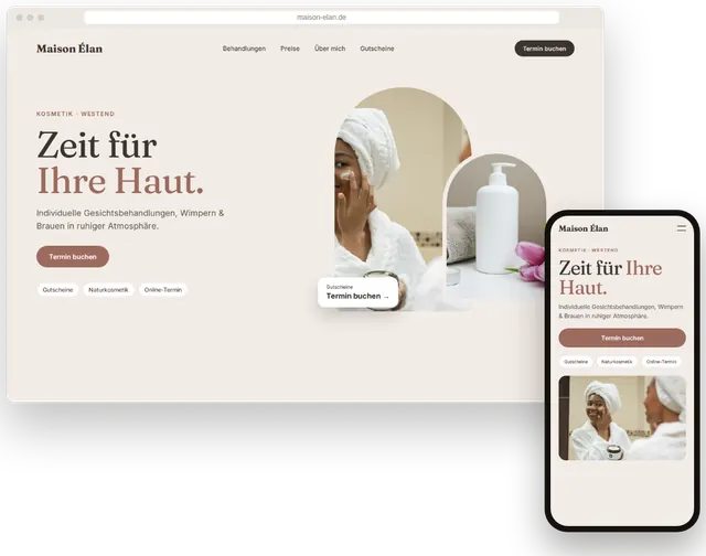 Beispiel-Website für ein Kosmetikstudio mit Behandlungen und Online-Terminbuchung