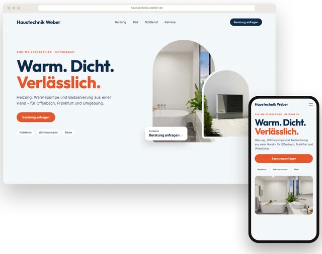 Beispiel-Website für einen Sanitär- und Heizungsbetrieb