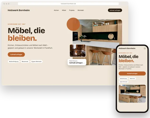 Beispiel-Website für eine Schreinerei mit Projektgalerie
