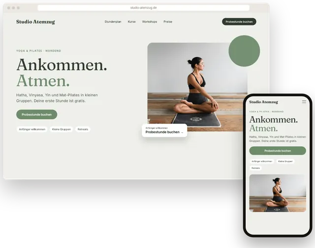 Beispiel-Website für ein Yogastudio mit Stundenplan