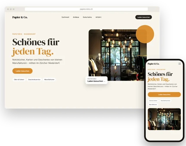 Beispiel-Website für einen inhabergeführten Laden
