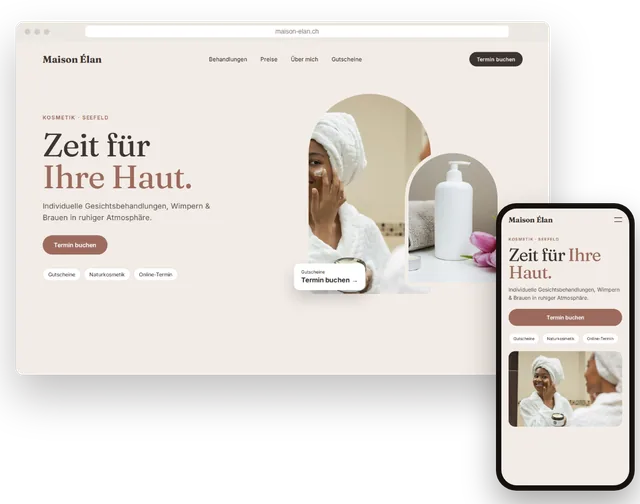 Beispiel-Website für ein Kosmetikstudio mit Behandlungen und Online-Terminbuchung