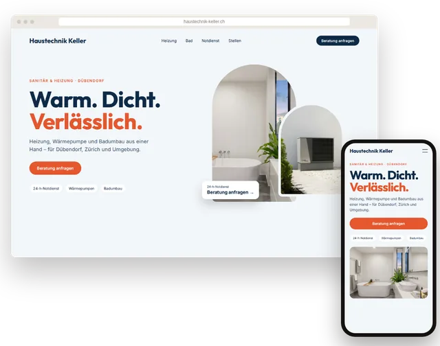 Beispiel-Website für einen Sanitär- und Heizungsbetrieb