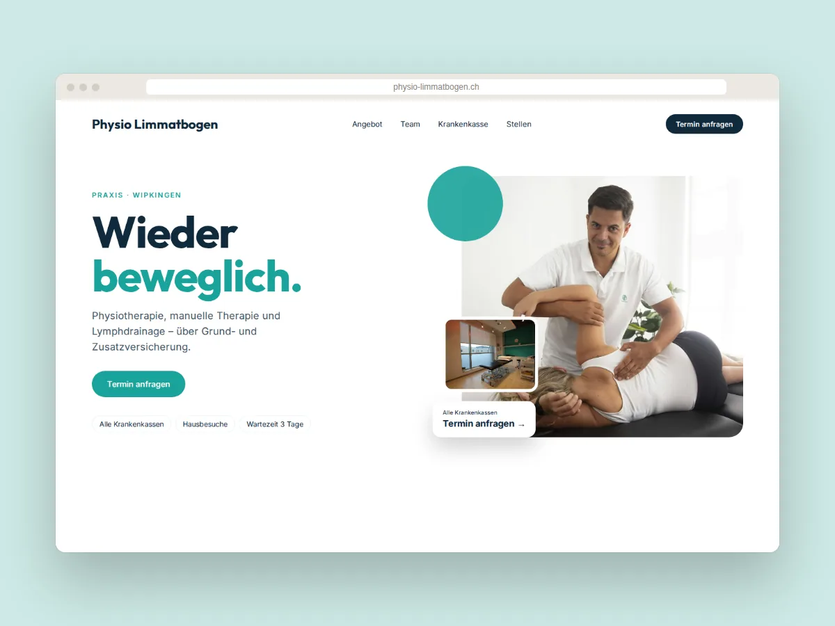 Website-Design für eine Physiotherapie-Praxis in Zürich-Wipkingen