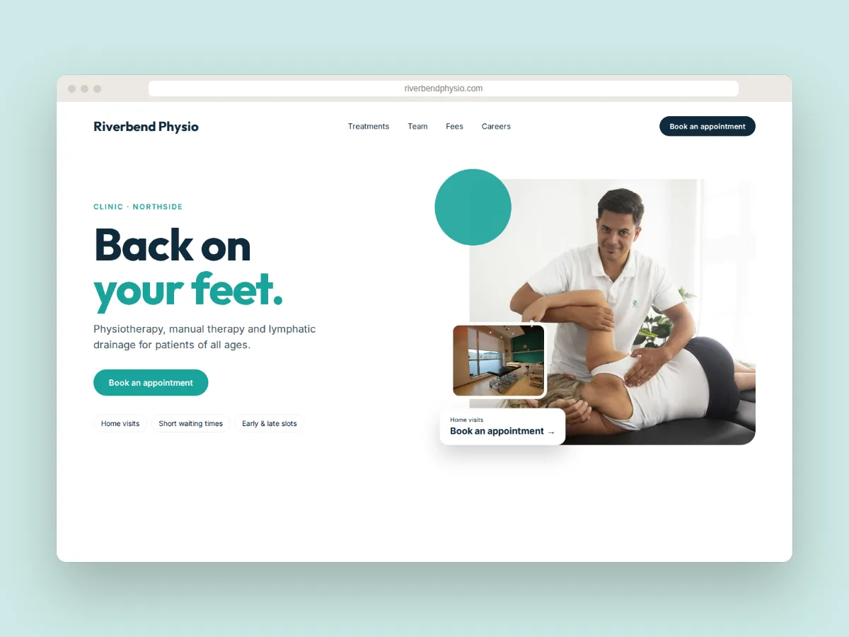 Concept website for Riverbend Physio, a physiotherapy clinic in Northside