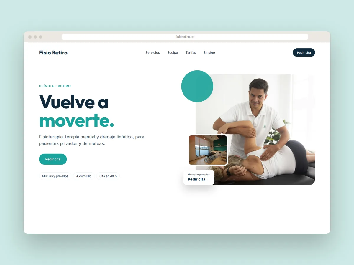 Diseño de página web para la clínica de fisioterapia Fisio Retiro de Madrid