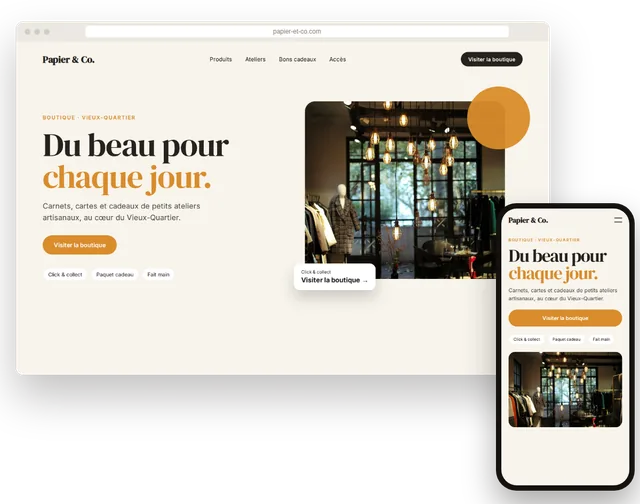 Exemple de site internet pour une boutique indépendante