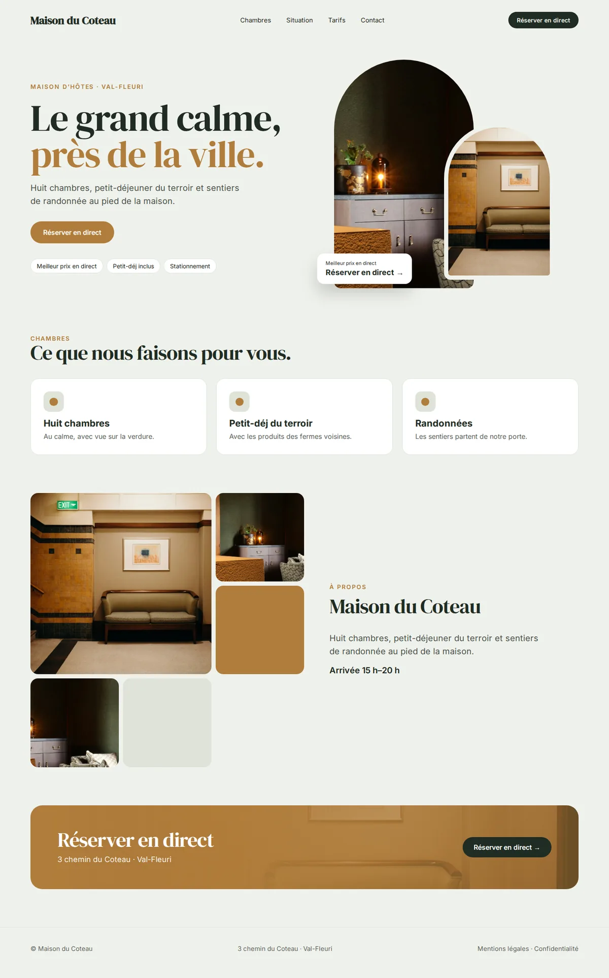 Exemple de site internet complet pour les hôtels, auberges et chambres d’hôtes sur ordinateur : Maison du Coteau