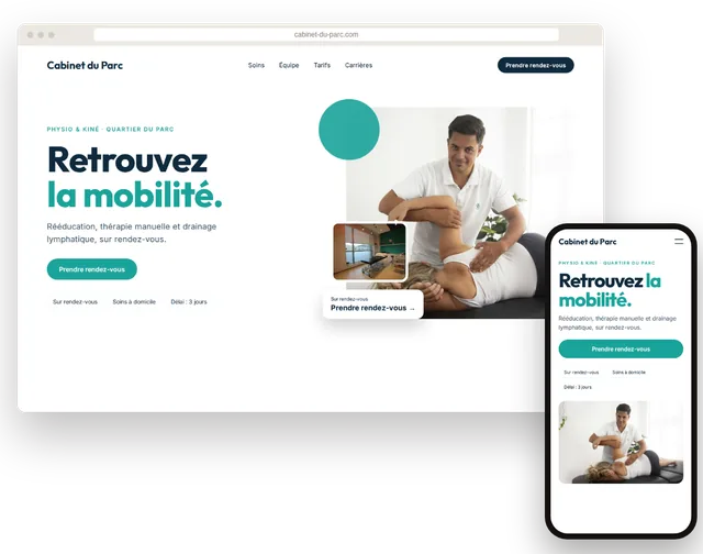 Exemple de site Web pour une clinique de physiothérapie avec demande de rendez-vous en ligne
