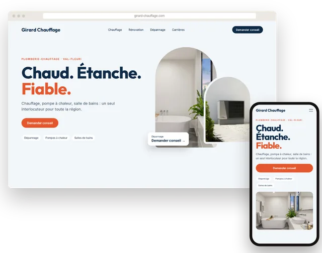 Exemple de site Web pour une entreprise de plomberie et de chauffage