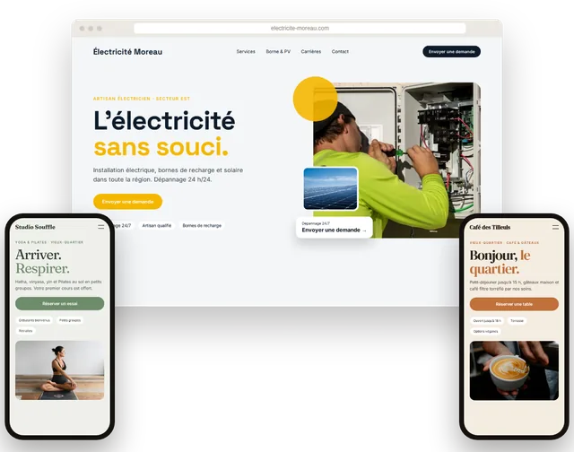 Exemples de sites Web sur un ordinateur portable et un cellulaire
