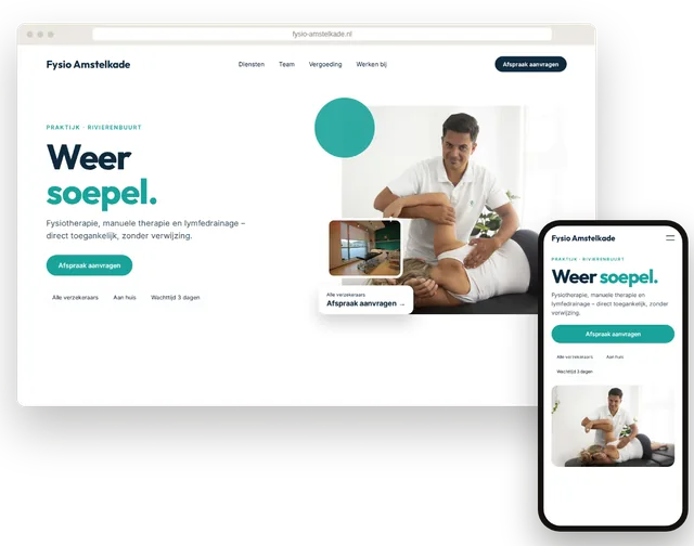 Voorbeeldwebsite voor een fysiotherapiepraktijk met online afspraakaanvraag