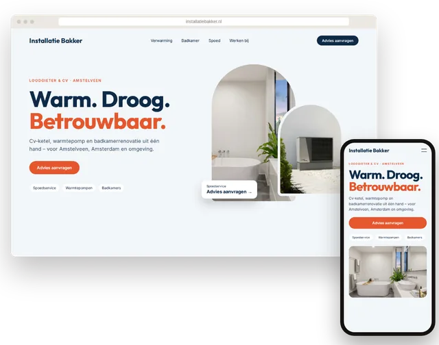Voorbeeldwebsite voor een loodgieters- en installatiebedrijf