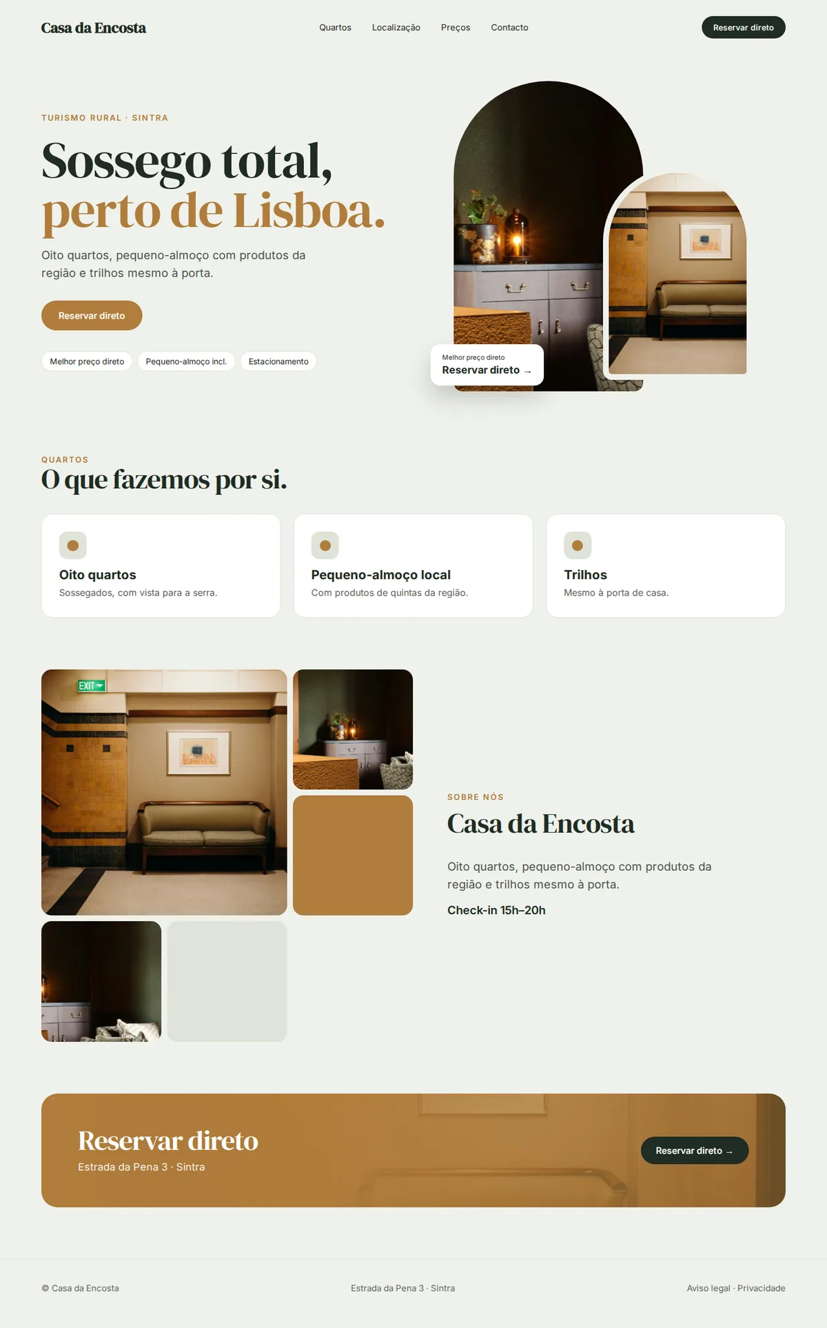 Site de exemplo completo para alojamento local, guest houses e hotéis no computador: Casa da Encosta