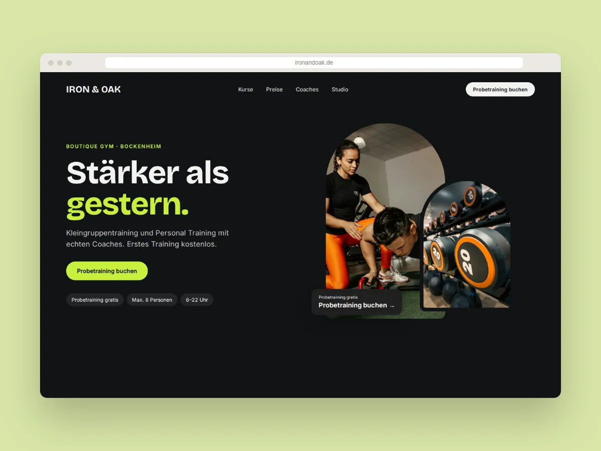 Website-Design für ein Boutique-Gym in Frankfurt-Bockenheim