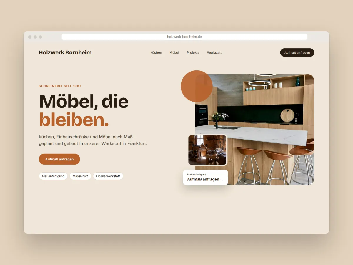 Website-Design für eine Schreinerei in Frankfurt-Bornheim